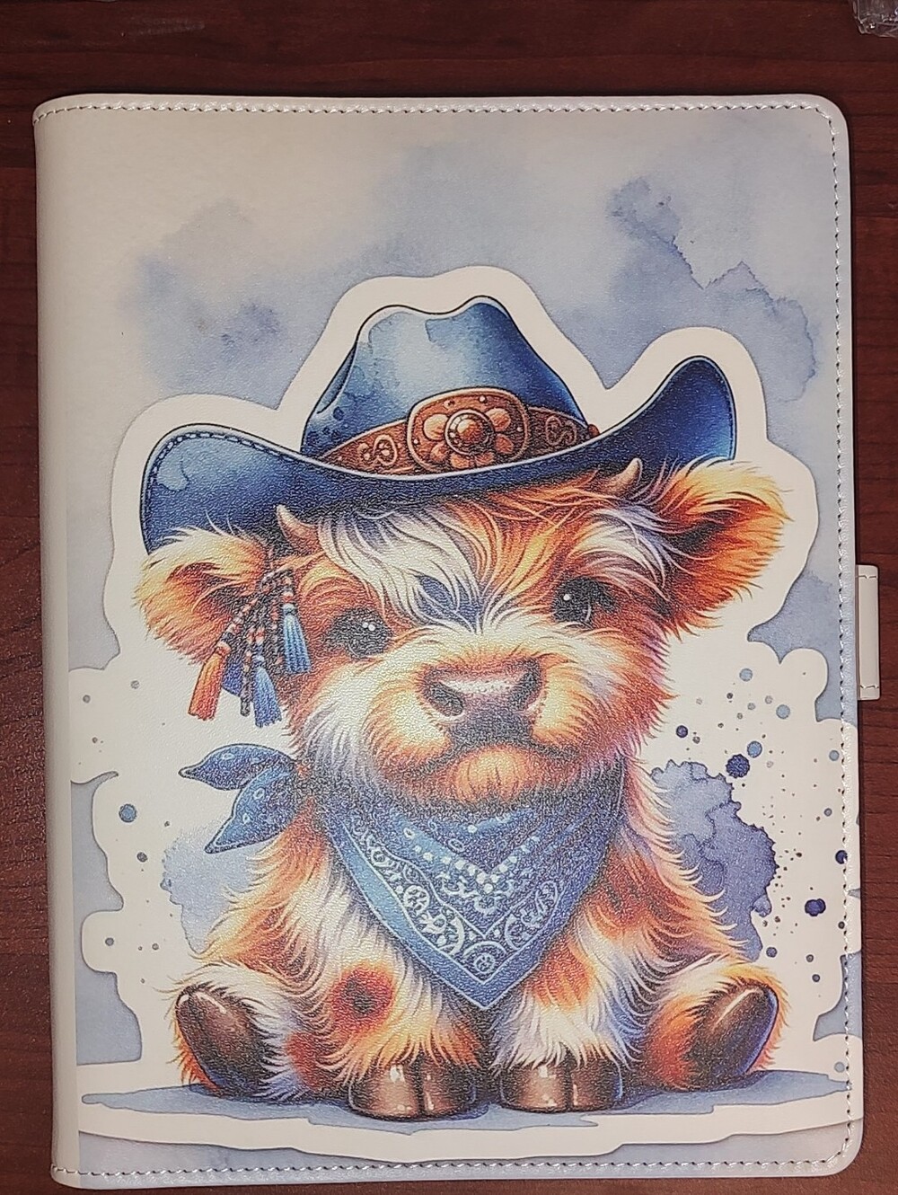 New! A5 Blue Jean Highland Cow Binder Notebook With Paper, Acrylic Divider Set